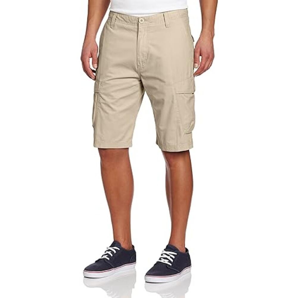Volcom Men's Racket Cargo Shorts Size 33 Khaki Relaxed Fit 100% Cotton Twill